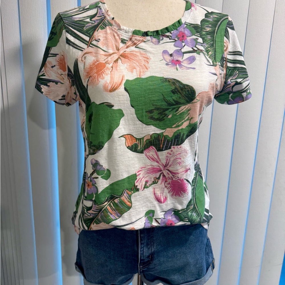 Madison Tropical Floral Short Sleeve Top